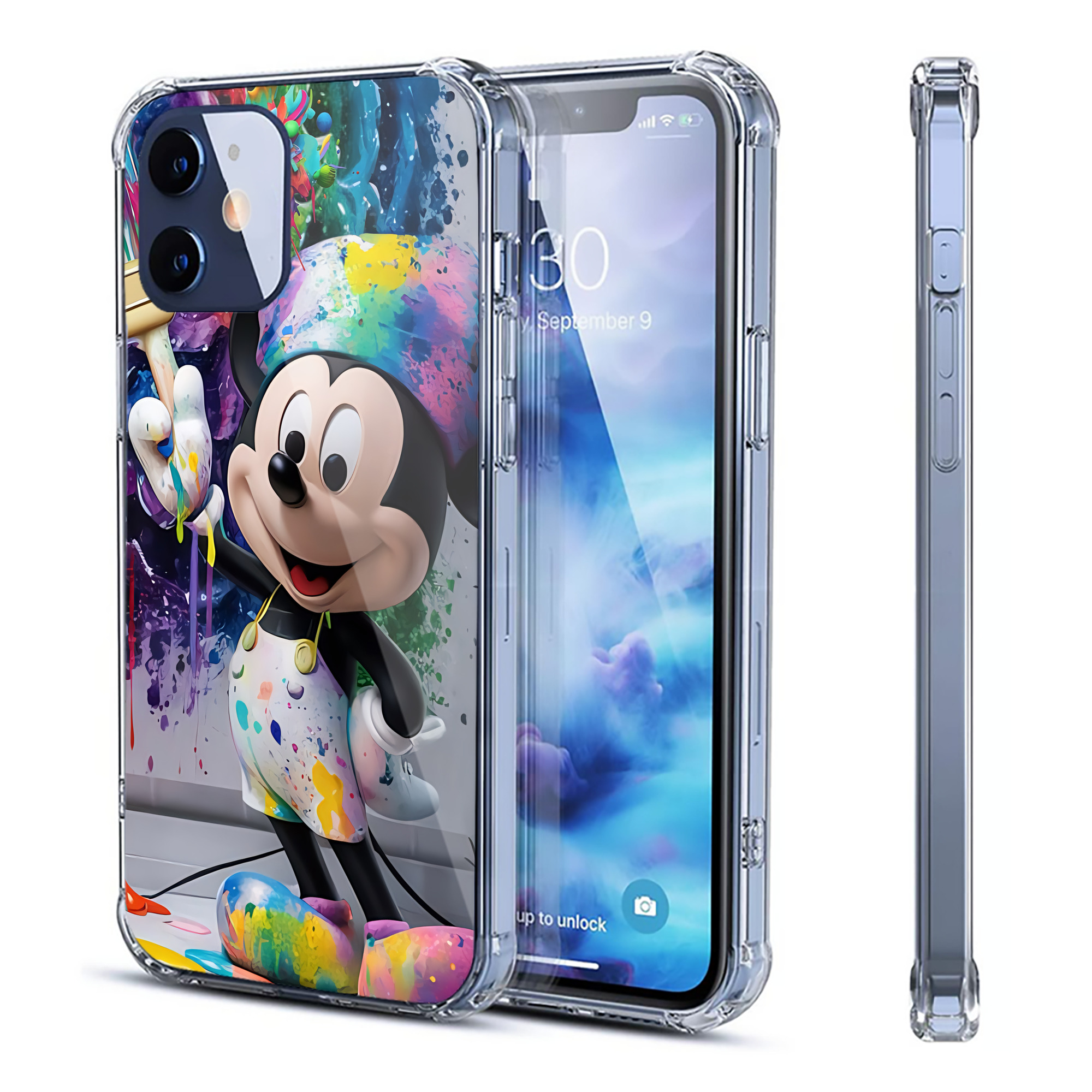 （画像用） ミッキーマウス Mickey Mouse 【iPhone 12シリーズ対応】透明スマホケース（クリアソフトケース）